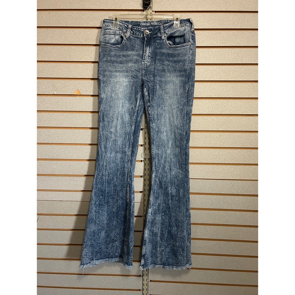 Cowgirl Tuff Co‎ C-Breeze Blue Acid Wash Flare Jeans Barbed Wire W31 L35 Womens